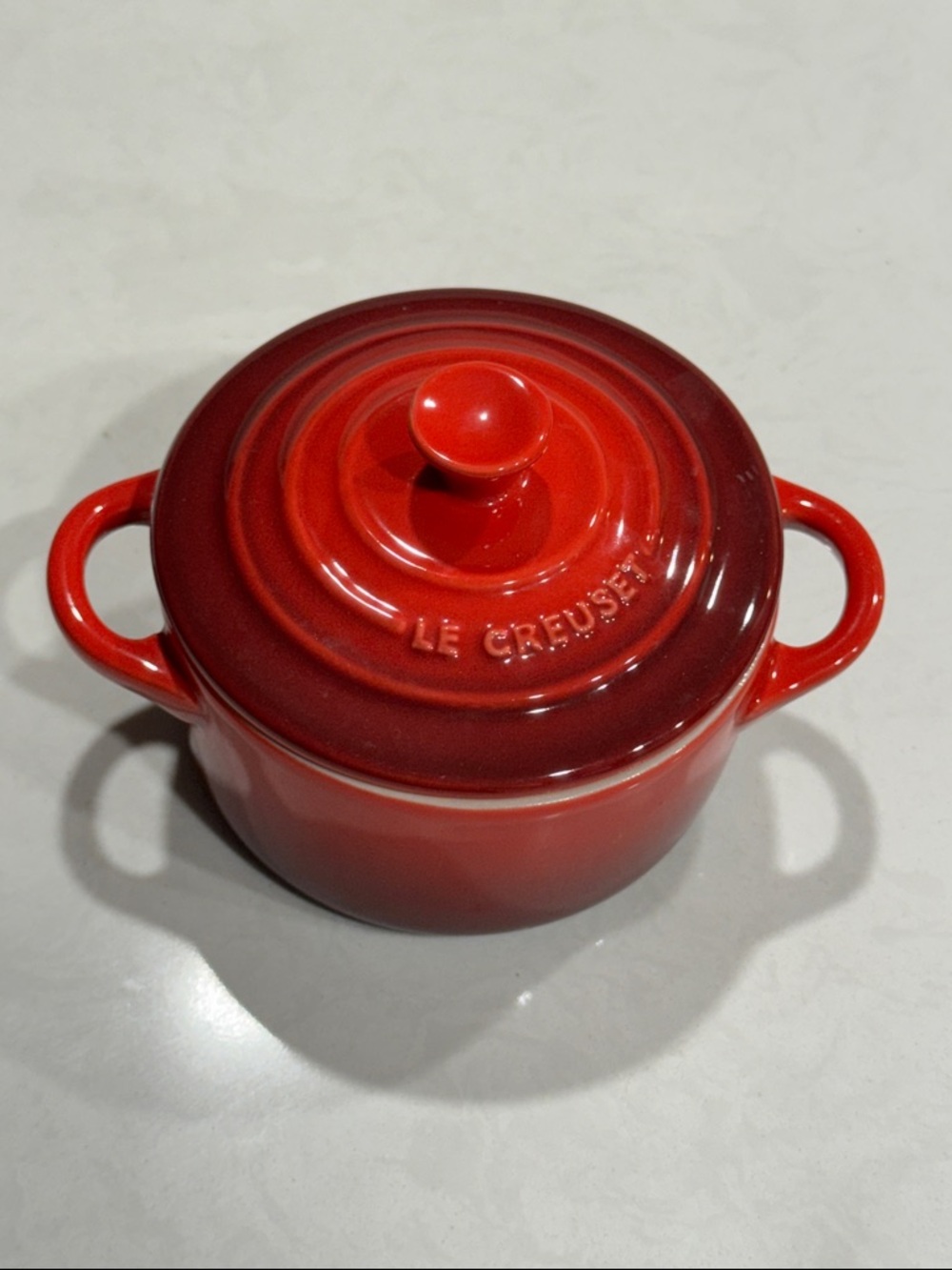 Le Creuset Red Stoneware Mini Cocotte with Ombre Lid